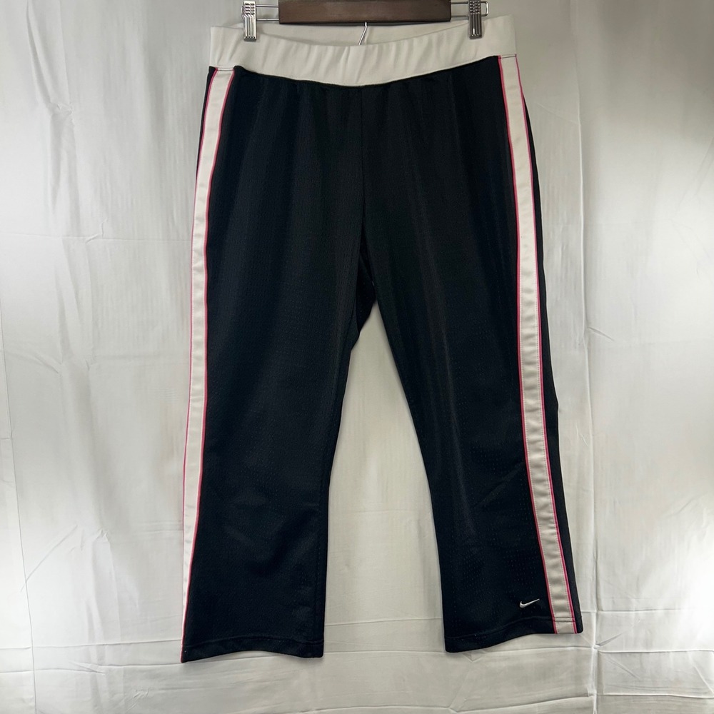 Nike Athletic Pants Women L‎ Black Side Stripe Mesh Training Trousers